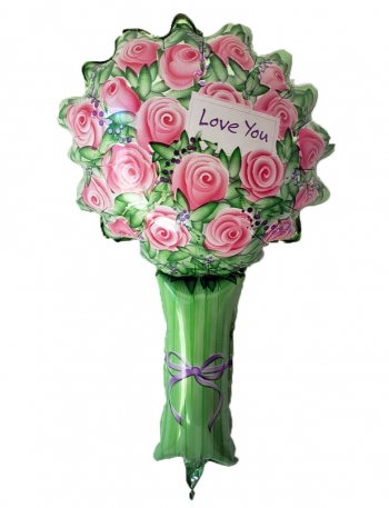 Pink Rose Love You Bouquet Super Shape balloon QUALATEX