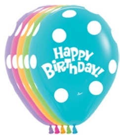 BET (50) Polka Dot Birthday 11" All Over Printed balloons latex balloons