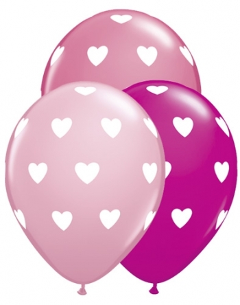 Q   Big Hearts -  Wild Berry, Pink, & Rose balloons QUALATEX