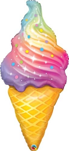 Rainbow Swirl Ice Cream Cone Shape balloon QUALATEX
