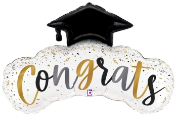 Satin Congrats Confetti Diploma Grad balloon BETALLIC