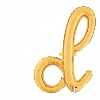 Script Letter D Gold - Self Sealing Air Fill balloon BETALLIC