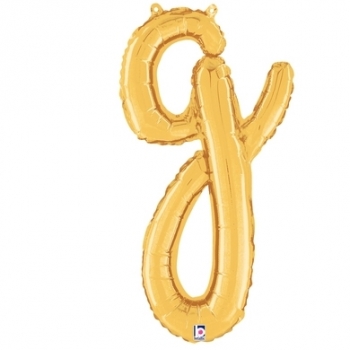 Script Letter G Gold - Self Sealing Air Fill balloon BETALLIC
