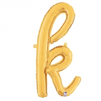 Script Letter K Gold - Self Sealing Air Fill balloon BETALLIC