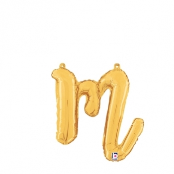 Script Letter M Gold - Self Sealing Air Fill balloon foil balloons
