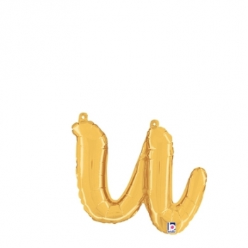 Script Letter U Gold - Self Sealing Air Fill balloon BETALLIC