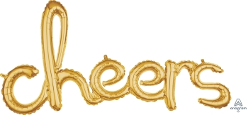 Script Phrase Cheers Gold air-fill Balloon foil balloons