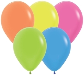 SEM (100) 5" Neon Assorted (5 colors) balloons latex balloons