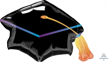 Shape Black Graduation Cap Unpacked XL Jumbo balloon ANAGRAM