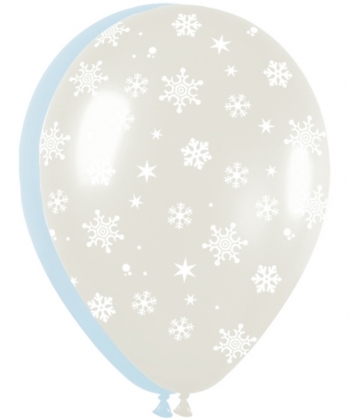 SEM (50)  Snowflakes - Pearl Blue & Clear  balloons latex balloons