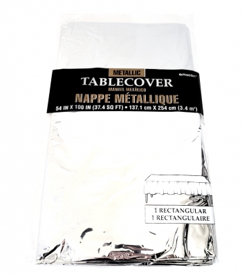 Tablecover Metallic 54"x100" - Silver tableware