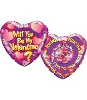 V -  Foil Heart You Will Be Mine Spinner balloon QUALATEX