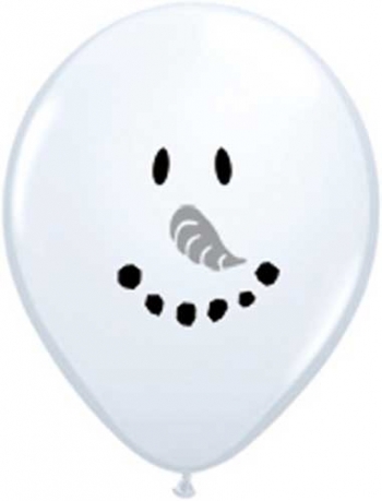 X -  (100) 5" Smile Face Snowman - Wht balloon latex balloons